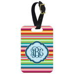 Retro Horizontal Stripes Metal Luggage Tag w/ Monogram