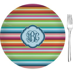 Retro Horizontal Stripes Glass Appetizer / Dessert Plate 8" (Personalized)