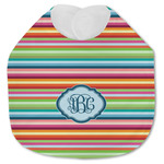 Retro Horizontal Stripes Jersey Knit Baby Bib w/ Monogram