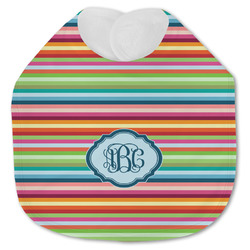 Retro Horizontal Stripes Jersey Knit Baby Bib w/ Monogram