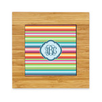 Retro Horizontal Stripes Bamboo Trivet with Ceramic Tile Insert (Personalized)