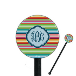 Retro Horizontal Stripes 5.5" Round Plastic Stir Sticks - Black - Double Sided (Personalized)