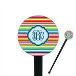 Retro Horizontal Stripes 7" Round Plastic Stir Sticks - Black - Double Sided (Personalized)