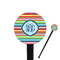 Retro Horizontal Stripes Black Plastic 7" Stir Stick - Round - Closeup