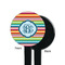 Retro Horizontal Stripes Black Plastic 7" Stir Stick - Single Sided - Round - Front & Back