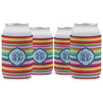 Retro Horizontal Stripes Can Cooler (12 oz) - Set of 4 w/ Monogram