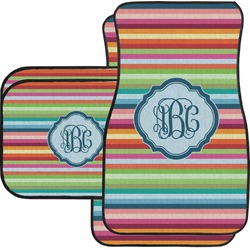 Retro Horizontal Stripes Car Floor Mats Set - 2 Front & 2 Back (Personalized)