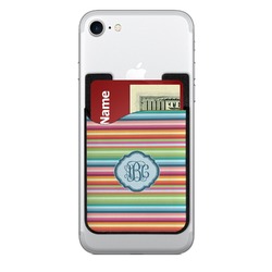 Retro Horizontal Stripes 2-in-1 Cell Phone Credit Card Holder & Screen Cleaner (Personalized)