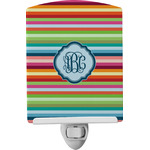 Retro Horizontal Stripes Ceramic Night Light w/ Monogram