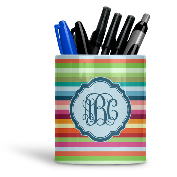 Custom Retro Horizontal Stripes Ceramic Pen Holder