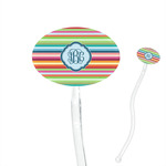 Retro Horizontal Stripes 7" Oval Plastic Stir Sticks - Clear (Personalized)