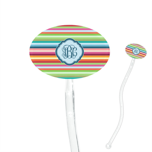 Custom Retro Horizontal Stripes 7" Oval Plastic Stir Sticks - Clear (Personalized)