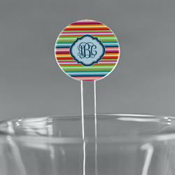 Retro Horizontal Stripes 7" Round Plastic Stir Sticks - Clear (Personalized)