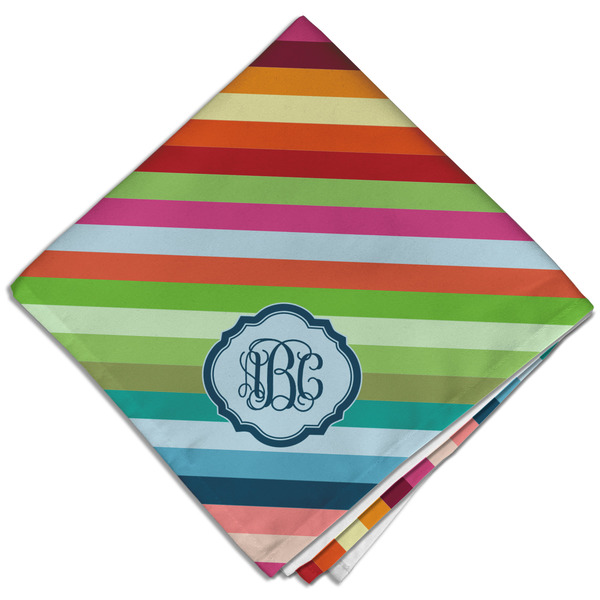 Custom Retro Horizontal Stripes Cloth Dinner Napkin - Single w/ Monogram