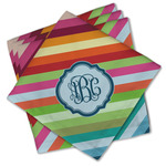 Retro Horizontal Stripes Cloth Cocktail Napkins - Set of 4 w/ Monogram