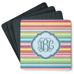 Retro Horizontal Stripes Square Rubber Backed Coasters - Set of 4 (Personalized)