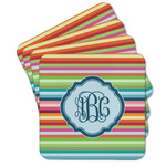 Retro Horizontal Stripes Cork Coaster - Set of 4 w/ Monogram