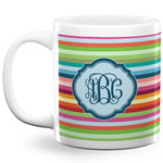 Retro Horizontal Stripes 20 Oz Coffee Mug - White (Personalized)