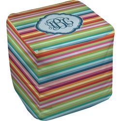 Retro Horizontal Stripes Cube Pouf Ottoman - 18" (Personalized)