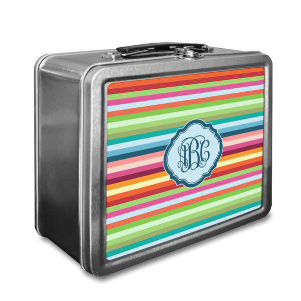 Custom Retro Horizontal Stripes Lunch Box w/ Monogram