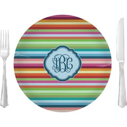 Retro Horizontal Stripes Glass Lunch / Dinner Plate 10" (Personalized)