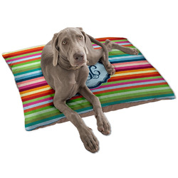 Retro Horizontal Stripes Dog Bed - Large w/ Monogram