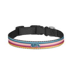 Retro Horizontal Stripes Dog Collar - Small (Personalized)