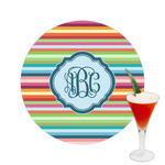 Retro Horizontal Stripes Printed Drink Topper -  2.5" (Personalized)