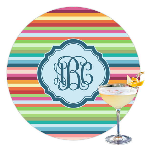 Custom Retro Horizontal Stripes Printed Drink Topper - 3.5" (Personalized)