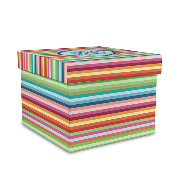 Custom Retro Horizontal Stripes Gift Box with Lid - Canvas Wrapped - Medium (Personalized)