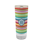 Retro Horizontal Stripes 2 oz Shot Glass - Glass with Gold Rim (Personalized)