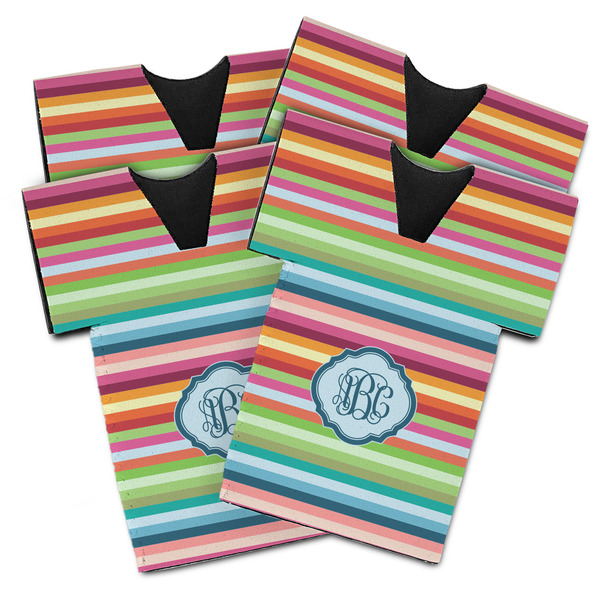 Custom Retro Horizontal Stripes Jersey Bottle Cooler - Set of 4 (Personalized)