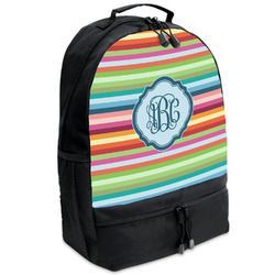 Retro Horizontal Stripes Backpacks - Black (Personalized)