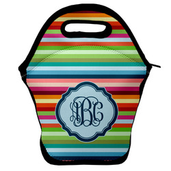 Retro Horizontal Stripes Lunch Bag w/ Monogram