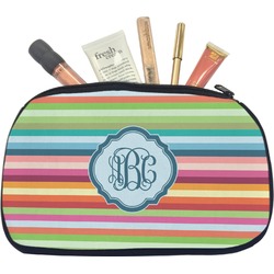 Retro Horizontal Stripes Makeup / Cosmetic Bag - Medium (Personalized)