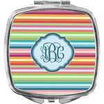 Retro Horizontal Stripes Compact Makeup Mirror (Personalized)