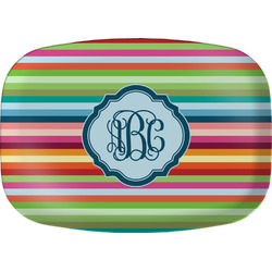 Retro Horizontal Stripes Melamine Platter w/ Monogram