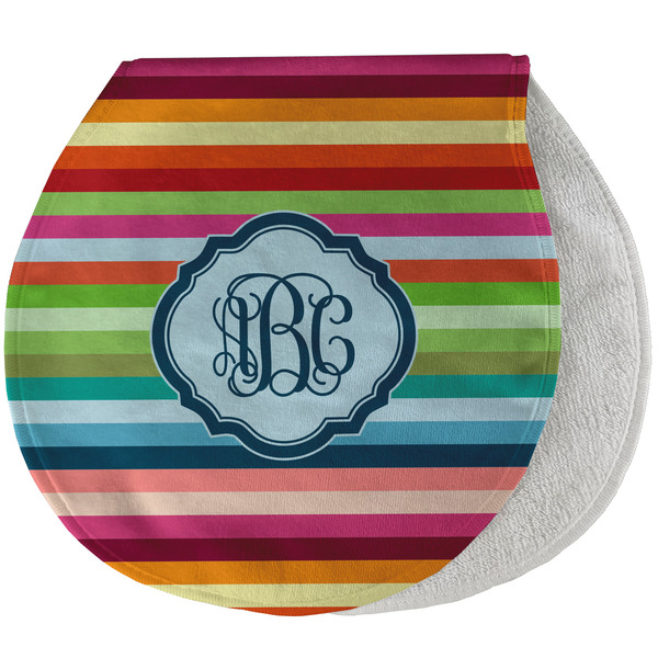 Custom Retro Horizontal Stripes Burp Pad - Velour w/ Monogram