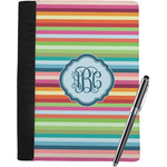 Retro Horizontal Stripes Notebook Padfolio - Large w/ Monogram