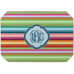 Retro Horizontal Stripes Dining Table Mat - Octagon (Single-Sided) w/ Monogram