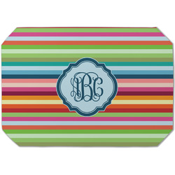 Retro Horizontal Stripes Dining Table Mat - Octagon (Single-Sided) w/ Monogram