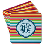 Retro Horizontal Stripes Paper Coasters w/ Monograms