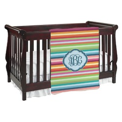 Retro Horizontal Stripes Baby Blanket (Double Sided) (Personalized)