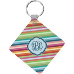 Retro Horizontal Stripes Diamond Plastic Keychain w/ Monogram