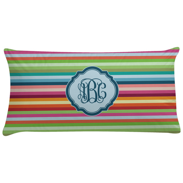 Custom Retro Horizontal Stripes Pillow Case - King w/ Monograms