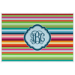 Retro Horizontal Stripes Laminated Placemat w/ Monogram