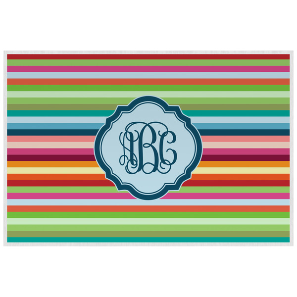 Custom Retro Horizontal Stripes Laminated Placemat w/ Monogram