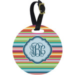 Retro Horizontal Stripes Plastic Luggage Tag - Round (Personalized)