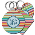 Retro Horizontal Stripes Plastic Keychain (Personalized)