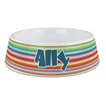 Retro Horizontal Stripes Plastic Dog Bowl - Large (Personalized)